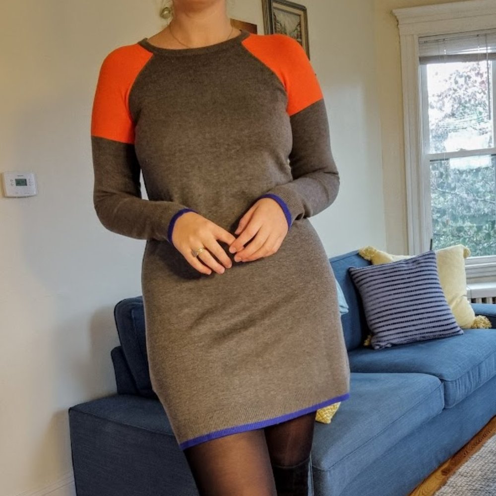 ELIZA J Color block Long Sleeve Sweater Dress - Size L